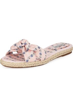 Tabitha Simmons | Pink Heli Bow Floral Espadrille Sandals